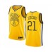 Men's Golden State Warriors #21 Jonas Jerebko Yellow Swingman Jersey - Earned Edition