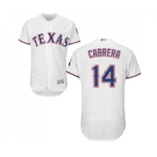 Men's Texas Rangers #14 Asdrubal Cabrera White Home Flex Base Authentic Collection Baseball Jersey