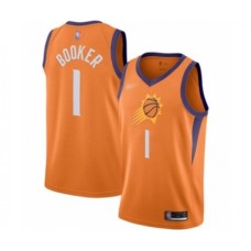 Men's Phoenix Suns #1 Devin Booker Authentic Orange Finished Basketball Stitched Jersey - Statement Edition