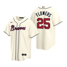 Men's Nike Atlanta Braves #25 Tyler Flowers Cream Alternate Stitched Baseball Jersey