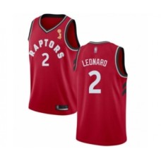 Men's Toronto Raptors #2 Kawhi Leonard Swingman Red 2019 Basketball Finals Champions Jersey - Icon Edition