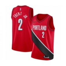 Men's Portland Trail Blazers #2 Gary Trent Jr. Swingman Red Finished Basketball Stitched Jersey - Statement Edition