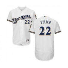 Men's Milwaukee Brewers #22 Christian Yelich White Home Flex Base Authentic Collection Baseball Player Stitched Jersey