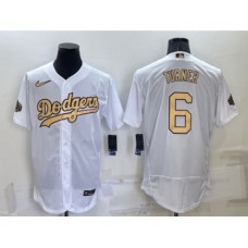 Men's Los Angeles Dodgers #6 Trea Turner White 2022 All Star Stitched Flex Base Nike Jersey