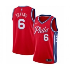 Men's Philadelphia 76ers #6 Julius Erving Authentic Red Finished Basketball Stitched Jersey - Statement Edition