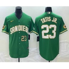 Men's San Diego Padres #23 Fernando Tatis Jr Number Green Cool Base Stitched Baseball Jersey