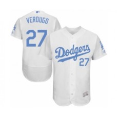 Men's Los Angeles Dodgers #27 Alex Verdugo Authentic White 2016 Father's Day Fashion Flex Base Baseball Player Stitched Jersey