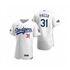 Men's Los Angeles Dodgers #31 Mike Piazza 2020 Home Patch White Authentic Stitched Jersey