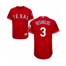 Men's Texas Rangers #3 Delino DeShields Jr. Red Alternate Flex Base Authentic Collection Baseball Player Stitched Jersey