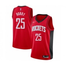 Men's Houston Rockets #25 Robert Horry Authentic Red Finished Basketball Stitched Jersey - Icon Edition