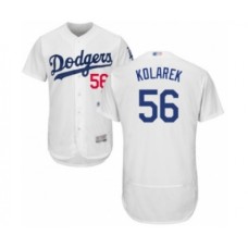 Men's Los Angeles Dodgers #56 Adam Kolarek White Home Flex Base Authentic Collection Baseball Player Stitched Jersey