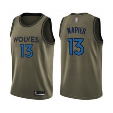 Men's Minnesota Timberwolves #13 Shabazz Napier Swingman Green Salute to Service Basketball Jersey