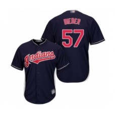 Men's Cleveland Indians #57 Shane Bieber Replica Navy Blue Alternate 1 Cool Base Baseball Jersey