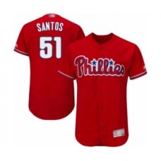 Men's Philadelphia Phillies #51 Enyel De Los Santos Red Alternate Flex Base Authentic Collection Baseball Player Stitched Jersey