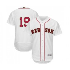 Men's Boston Red Sox #19 Fred Lynn White 2019 Gold Program Flex Base Authentic Collection Baseball Jersey