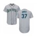 Men's Seattle Mariners #37 Zac Grotz Grey Road Flex Base Authentic Collection Baseball Player Stitched Jersey