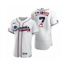 Men's Dansby Swanson #7 Atlanta Braves White 2020 Stars & Stripes 4th of July Stitched Jersey