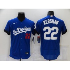 Men's Nike Los Angeles Dodgers #22 Clayton Kershaw Blue Elite City Player Stitched Jersey