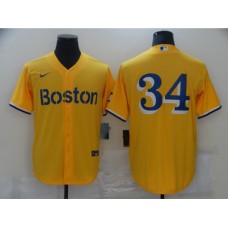 Men's Boston Red Sox #34 David Ortiz Nike Gold-Light Blue 2021 City Connect Replica Player Stitched Jersey