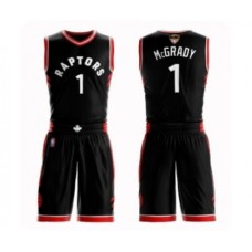 Men's Toronto Raptors #1 Tracy Mcgrady Swingman Black 2019 Basketball Finals Bound Suit Jersey Statement Edition