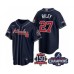 Men's Atlanta Braves #27 Austin Riley 2021 Navy World Series Champions With 150th Anniversary Patch Cool Base Stitched Jersey