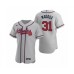 Men's Atlanta Braves #31 Greg Maddux Nike Gray Authentic 2020 Road Stitched Jersey