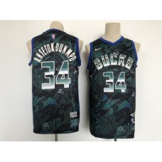 Men's Nike Milwaukee Bucks #34 Giannis Antetokounmpo Hunter Green Authentic Stitched Jersey