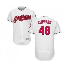 Men's Cleveland Indians #48 Tyler Clippard White Home Flex Base Authentic Collection Baseball Jersey