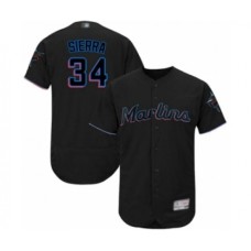 Men's Miami Marlins #34 Magneuris Sierra Black Alternate Flex Base Authentic Collection Baseball Player Stitched Jersey