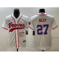 Men's Atlanta Braves #27 Austin Riley Number White Cool Base Stitched Baseball Jersey