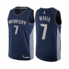 Men's Detroit Pistons #7 Thon Maker Authentic Navy Blue Basketball Jersey - City Edition