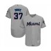 Men's Miami Marlins #37 Austin Brice Grey Road Flex Base Authentic Collection Baseball Player Stitched Jersey