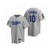 Men's Los Angeles Dodgers #10 Justin Turner Gray 2020 World Series Replica Stitched Jersey