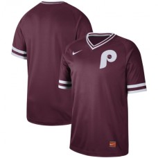 Men's Nike Philadelphia Phillies Blank Cooperstown Collection Legend V-Neck Stitched Jersey Maroon