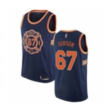 Men's New York Knicks #67 Taj Gibson Authentic Navy Blue Basketball Jersey - City Edition