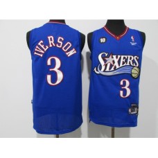 Men's Philadelphia 76ers #3 Dana Barros Blue Swingman Basketball Stitched Jersey