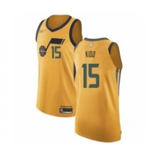 Men's Utah Jazz #15 Stanton Kidd Authentic Gold Basketball Stitched Jersey Statement Edition