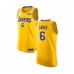 Men's Los Angeles Lakers #6 LeBron James Authentic Gold Basketball Jersey - Icon Edition