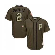 Men's Pittsburgh Pirates #2 Erik Gonzalez Authentic Green Salute to Service Baseball Jersey