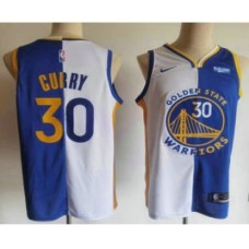 Men's Golden State Warriors #30 Stephen Curry White Blue Two Tone Stitched Swingman Nike Jersey With Sponsor