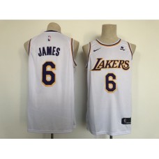 Men's Nike Los Angeles Lakers #6 LeBron James White Swingman Association Edition Stitched Jersey