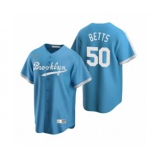 Men's Los Angeles Dodgers #50 Mookie Betts Nike Light Blue Cooperstown Collection Alternate Stitched Jersey