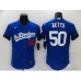 Men's Nike Los Angeles Dodgers #50 Mookie Betts Blue Elite City Player Stitched Jersey