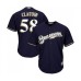 Men's Milwaukee Brewers #58 Alex Claudio Replica Navy Blue Alternate Cool Base Baseball Jersey