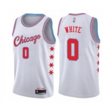 Men's Chicago Bulls #0 Coby White Authentic White Basketball Stitched Jersey - City Edition