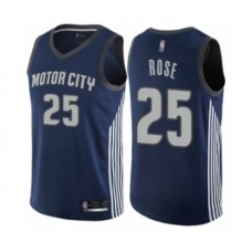 Men's Detroit Pistons #25 Derrick Rose Authentic Navy Blue Basketball Stitched Jersey - City Edition