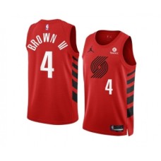 Men's Portland Trail Blazers #4 Greg Brown III 2022-23 Red Statement Edition Swingman Stitched Basketball Jersey