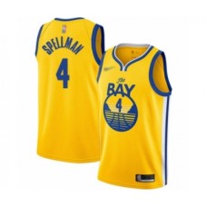 Men's Golden State Warriors #4 Omari Spellman Authentic Gold Finished Basketball Stitched Jersey - Statement Edition