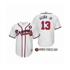 Men's 2019 Armed Forces Day Ronald Acuna Jr. #13 Atlanta Braves White Cool Base Stitched Jersey