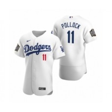 Men's Los Angeles Dodgers #11 A.J. Pollock Nike White 2020 World Series Authentic Stitched Jersey